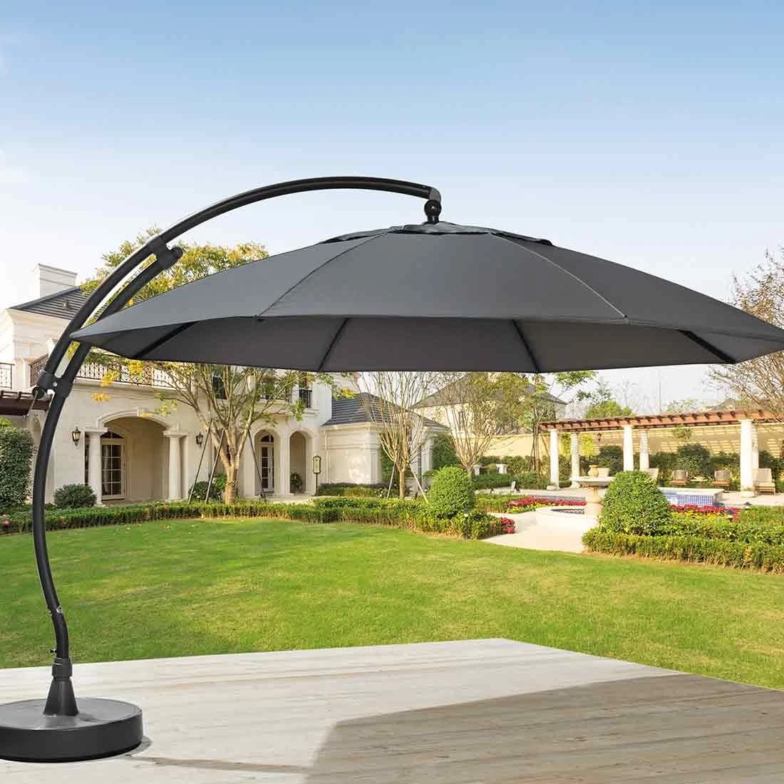 Sun Garden Easy Sun Ampelschirm Ø375 Cm Aluminium Anthrazit/Grau-Meliert 2 Sun Garden Easy Sun Ampelschirm Ø375 Cm Aluminium Anthrazit/Grau-Meliert – Bild 2