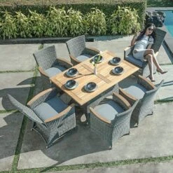 Zebra Status Dininggruppe 13-teilig Geflecht/Teak Anthrazit