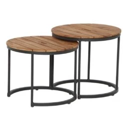 Siena Garden Baros 2er Set Beistelltische Aluminium/Teak Anthrazit