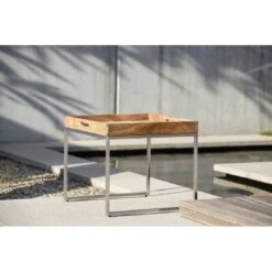 Stern Tabletttisch 50x50cm Edelstahl/Teak-Tablett Teak -Grün Raum 1108121 3