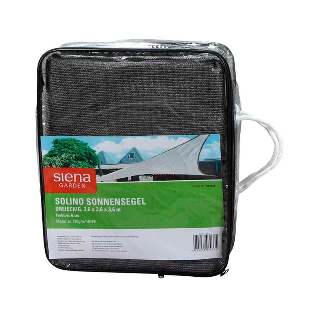 Siena Garden Solino Sonnensegel 3-eckig 360 Cm HDPE Grau 2 Siena Garden Solino Sonnensegel 3-eckig 360 Cm HDPE Grau – Bild 2