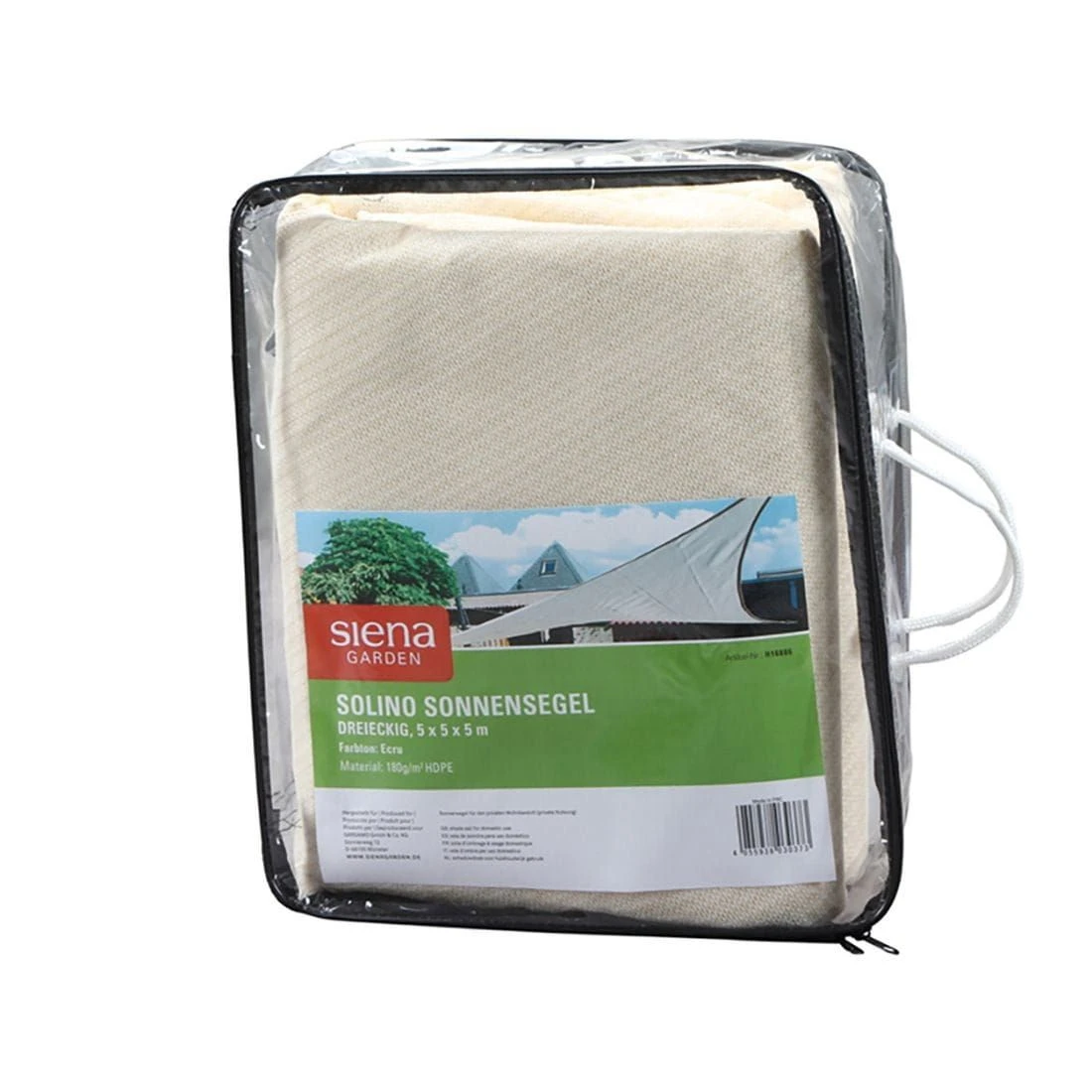 Siena Garden Solino Sonnensegel 3-eckig 500 Cm HDPE Ecru 2 Siena Garden Solino Sonnensegel 3-eckig 500 Cm HDPE Ecru – Bild 2