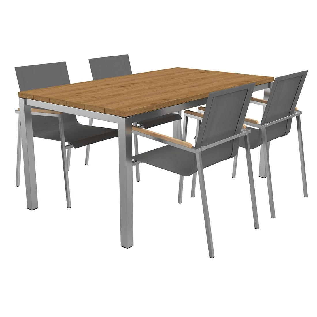 OUTLIV. Rimini Gartenmöbelset 5-tlg. Tisch 160x90cm Edelstahl/Silber-Schwarz 2 OUTLIV. Rimini Gartenmöbelset 5-tlg. Tisch 160x90cm Edelstahl/Silber-Schwarz – Bild 2