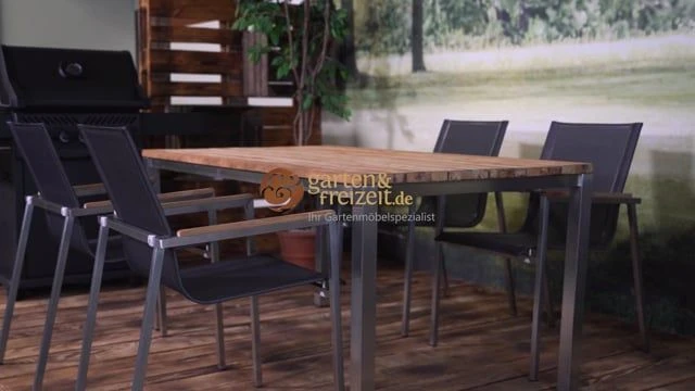 OUTLIV. Rimini Gartenmöbelset 5-tlg. Tisch 160x90cm Edelstahl/Silber-Schwarz 1 OUTLIV. Rimini Gartenmöbelset 5-tlg. Tisch 160x90cm Edelstahl/Silber-Schwarz