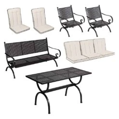 MBM Romeo Gartenmöbel-Set 4-tlg. Schmiedeeisen Marone Antik