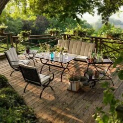 MBM Romeo Gartenmöbel-Set 4-tlg. Schmiedeeisen Marone Antik -Grün Raum 1181051 9
