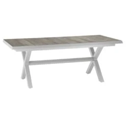 Siena Garden Sincro Ausziehtisch 200/260x100cm Aluminium/Keramik Weiß-Grau/Anthrazit