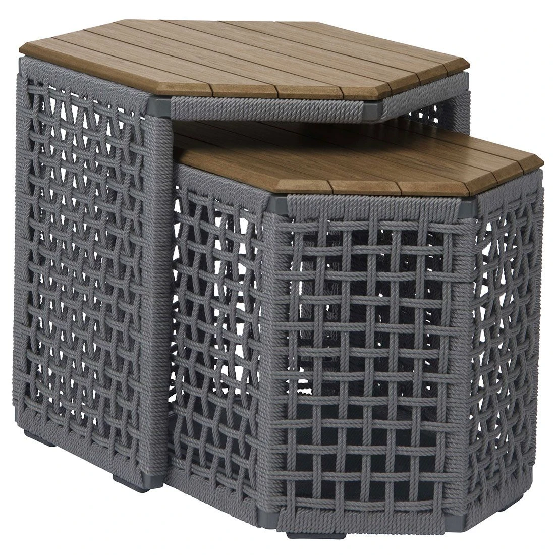 Stern Timantti Beistelltisch 2-teilig Rope/Teak Seidengrau/Teakholz 1 Stern Timantti Beistelltisch 2-teilig Rope/Teak Seidengrau/Teakholz