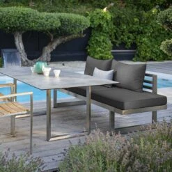 Stern New Holly Dining Gartenbank Edelstahl/Textilene Schiefergrau -Grün Raum 1205515 4