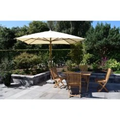 Zebra Samba Novo Sonnenschirm 300x300cm Holz/Olefin Beige -Grün Raum 1208397 3