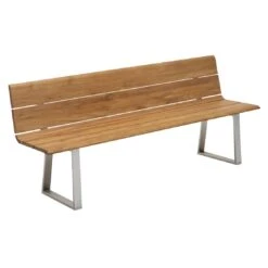 Niehoff Nova Gartenbank 220cm Profilkufe Edelstahl/Teak-Gebürstet
