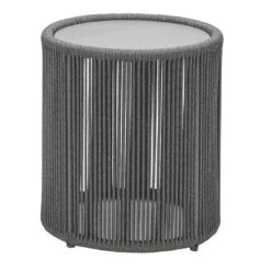 Musterring Formentera Beistelltisch Ø35,8cm Aluminium/Kordelbespannung Anthrazit/Grau