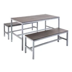 MBM Dice Gartenmöbel-Set 3-tlg. Mit Tisch 140x70cm Silber/Stone Grey