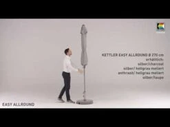 Kettler Easy Allround Stockschirm Ø270cm Aluminium/Polyester Silber/Charcoal