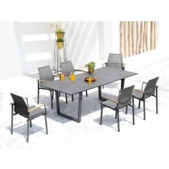 Zebra Felix Gartenmöbelset 7-tlg. Aluminium/Batyline Graphit/Grau
