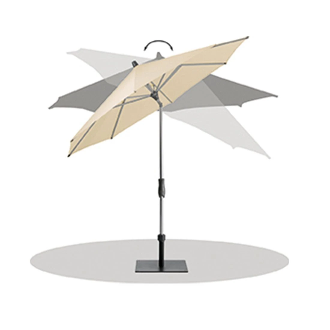 Glatz Alu Twist Mittelstockschirm 240x240cm Eggshell 5 Glatz Alu Twist Mittelstockschirm 240x240cm Eggshell – Bild 5