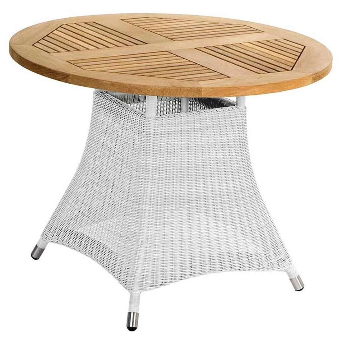 Zebra Yachtclub Loomus Gartentisch Ø100cm Geflecht/Teak Silkwhite 1 Zebra Yachtclub Loomus Gartentisch Ø100cm Geflecht/Teak Silkwhite