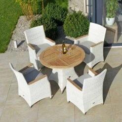 Zebra Yachtclub Loomus Gartentisch Ø100cm Geflecht/Teak Silkwhite 5 Zebra Yachtclub Loomus Gartentisch Ø100cm Geflecht/Teak Silkwhite -Grün Raum 719788 3