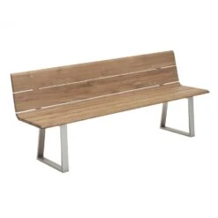 Niehoff Nova Gartenbank 220cm Edelstahl Profilkufe/Teak Recycelt Edelstahl/Teak Recycelt