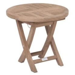 Zebra Poker Beistelltisch Ø50 Cm Teak Mit Edelstahlbeschlägen Natur