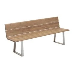 Niehoff Nova Gartenbank 160cm Profilkufe Edelstahl/Teak-Gebürstet