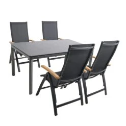 MWH Reno Gartenmöbelset 5tlg Mit Alutapo Gartentisch 160x95cm Eisengrau/Anthrazit