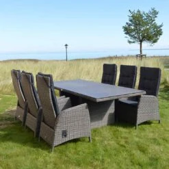 Ploß Rocking Gartenmöbelset 7-teilig Mit Tisch 220x100cm Grau-Braun 7 Ploß Rocking Gartenmöbelset 7-teilig Mit Tisch 220x100cm Grau-Braun -Grün Raum 930119 1