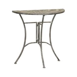 Siena Garden Felina Anstelltisch 69x35x71cm Eisen/Naturstein-Mix Silber-Schwarz