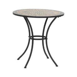 Siena Garden Prato Tisch Ø70cm Eisen/Mosaikoptik Mattschwarz/Terracotta-Mix