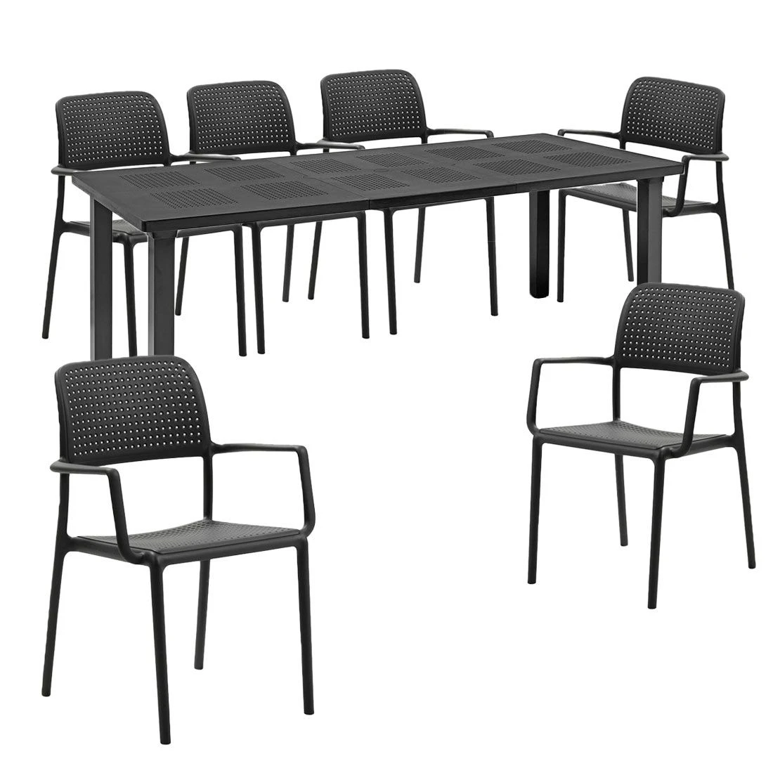 Nardi Bora Gartenmöbelset 7-tlg. Kunststoff Anthrazit 2 Nardi Bora Gartenmöbelset 7-tlg. Kunststoff Anthrazit – Bild 2