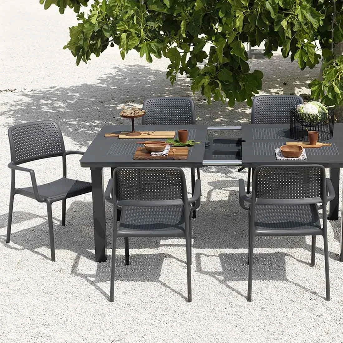 Nardi Bora Gartenmöbelset 7-tlg. Kunststoff Anthrazit 4 Nardi Bora Gartenmöbelset 7-tlg. Kunststoff Anthrazit – Bild 4