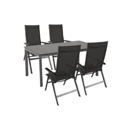 MWH Elements Gartenmöbelset 5-teilig Mit Alutapo Gartentisch 160x95cm Eisengrau/Anthrazit