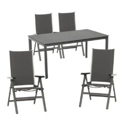MWH Futosa Gartenmöbelset 5tlg Mit Alutapo Gartentisch 160x95cm Anthrazit