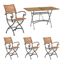 4Seasons Bellini Gartenmöbelset 5-teilig Mit Klapptisch Darwin 120x70cm Anthrazit