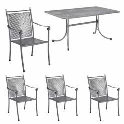 Royal Garden Excelsior Niederlehner 5-teiliges Gartenmöbelset Mit Universaltisch 145x90cm Eisengrau