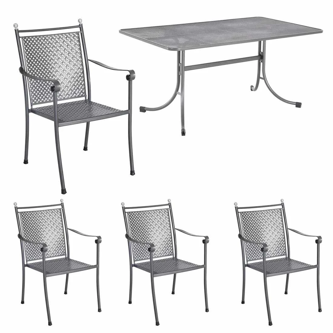 Royal Garden Excelsior Niederlehner 5-teiliges Gartenmöbelset Mit Universaltisch 145x90cm Eisengrau 1 Royal Garden Excelsior Niederlehner 5-teiliges Gartenmöbelset Mit Universaltisch 145x90cm Eisengrau