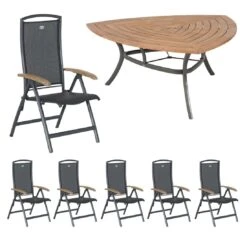 Hartman Raffaelo Sitzgruppe Klapp 7tlg Triangel 170cm Xerix/Grau-Schwarz/Teak-Recycled
