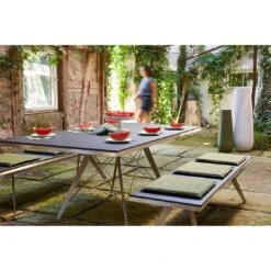 Best Beyond Purity Gartenbank 150 Cm Edelstahl/HPL Silber/Schiefer -Grün Raum best beyond purity 3 sitzerbank 150 cm edelstahl hpl 1380668 3