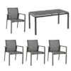 Best Paros Gartenmöbelset 5-tlg. Mit Tisch 160x90cm Anthrazit