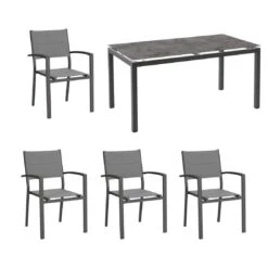 Best Varese Gartenmöbelset 5-tlg. Mit Tisch 160x90cm Anthrazit