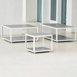 Cane-Line Level Beistelltisch 48x48cm Aluminium/Keramik Weiß/Light Grey -Grün Raum cane line level beistelltisch 48x48cm aluminium keramik 1479965 3