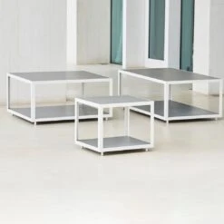 Cane-Line Level Beistelltisch 79x79cm Aluminium/Keramik Weiß/Light Grey -Grün Raum cane line level beistelltisch 79x79cm aluminium keramik 1479910 3