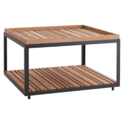 Cane-Line Level Beistelltisch 79x79cm Aluminium/Teak Lava Grey/Natur