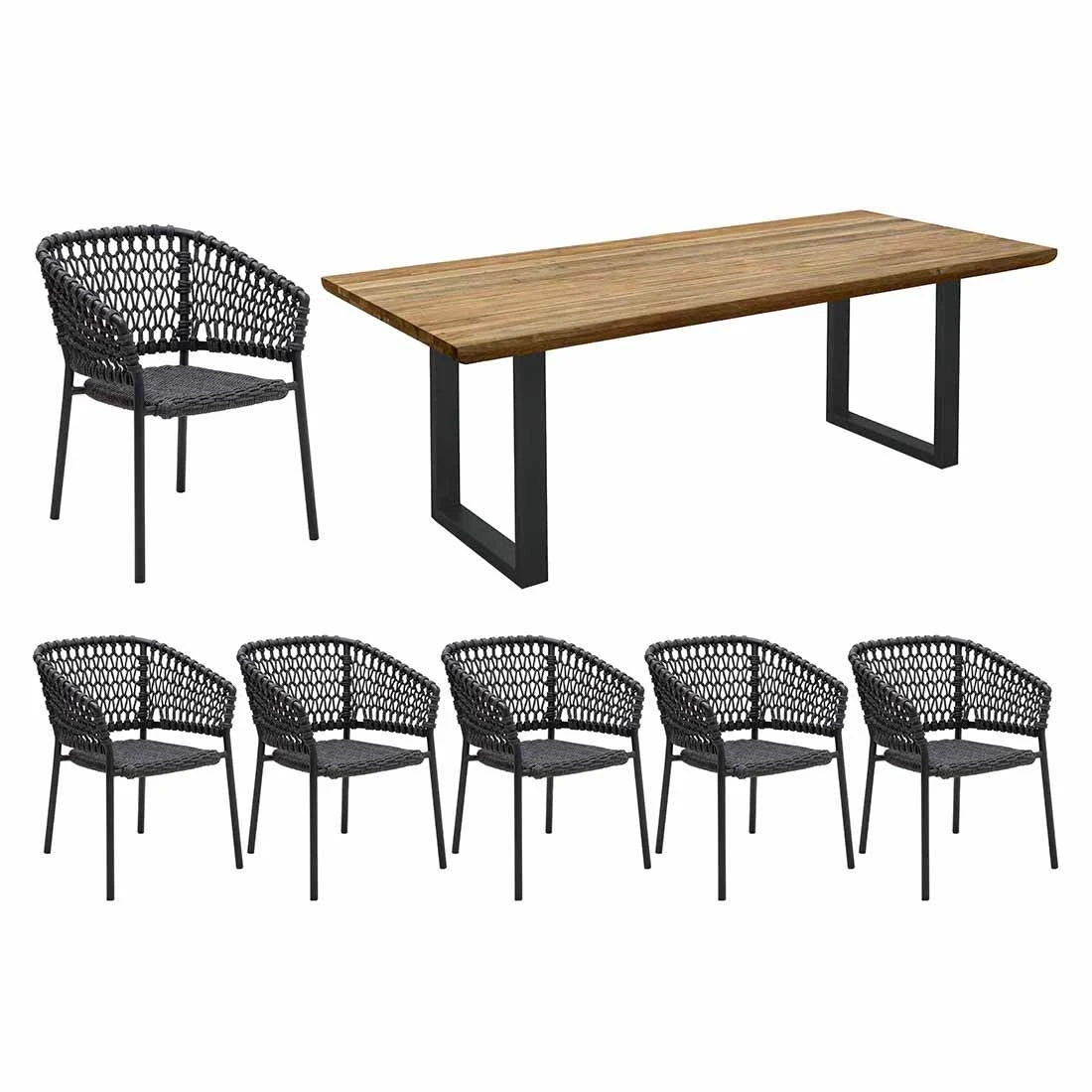 Cane-Line Ocean Gartenmöbel-Set 7-tlg. Mit Tisch 200x100cm Dark Grey 1 Cane-Line Ocean Gartenmöbel-Set 7-tlg. Mit Tisch 200x100cm Dark Grey