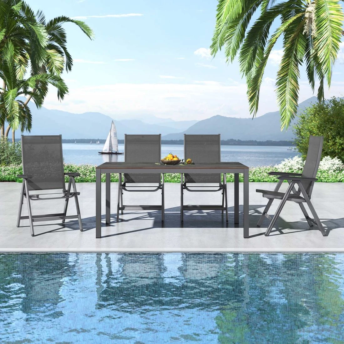 Kettler Basic Plus Gartenmöbel-Set 5-tlg.+Tisch 160x90cm Anthrazit 1 Kettler Basic Plus Gartenmöbel-Set 5-tlg.+Tisch 160x90cm Anthrazit