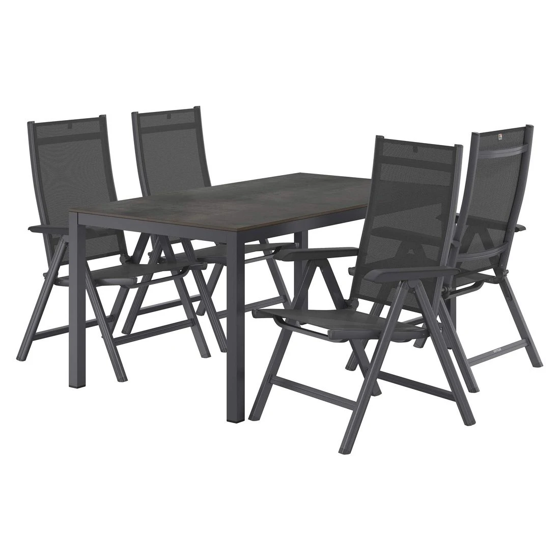 Kettler Basic Plus Gartenmöbel-Set 5-tlg.+Tisch 160x90cm Anthrazit 2 Kettler Basic Plus Gartenmöbel-Set 5-tlg.+Tisch 160x90cm Anthrazit – Bild 2