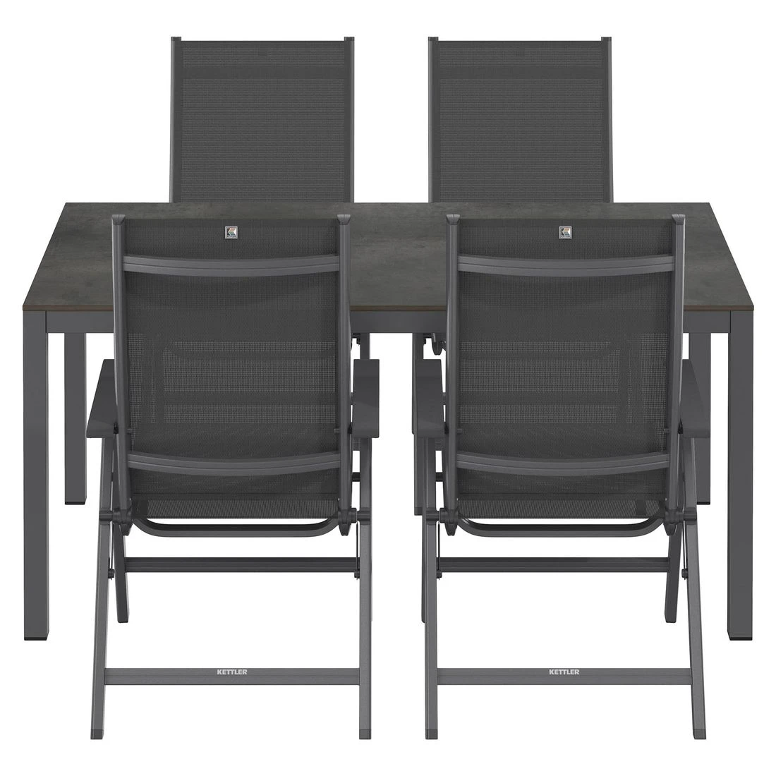 Kettler Basic Plus Gartenmöbel-Set 5-tlg.+Tisch 160x90cm Anthrazit 4 Kettler Basic Plus Gartenmöbel-Set 5-tlg.+Tisch 160x90cm Anthrazit – Bild 4