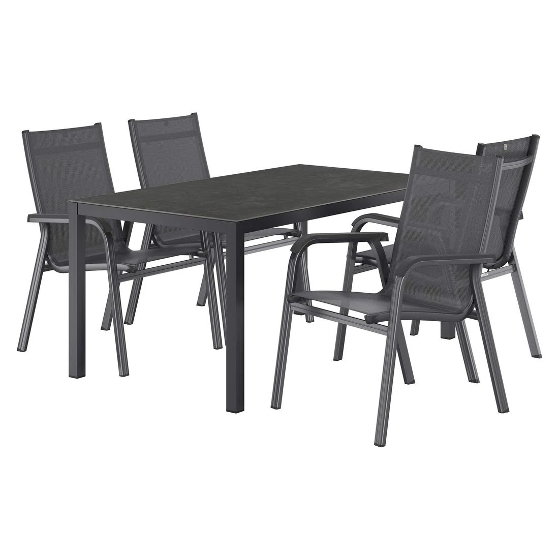 Kettler Basic Plus Gartenmöbel-Set 5-tlg.+ Tisch 160x90cm Anthrazit/Dark Grey 2 Kettler Basic Plus Gartenmöbel-Set 5-tlg.+ Tisch 160x90cm Anthrazit/Dark Grey – Bild 2