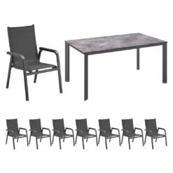Kettler Basic Plus Gartenmöbelset 9-tlg. + Tisch 180x95cm Anthrazit -Grün Raum kettler basic plus gartenmoebelset 9 tlg tisch 180x95cm 1482583 2