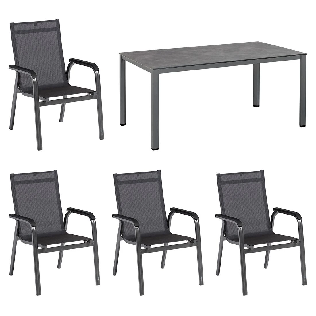 Kettler Basic+ Premium Gartenmöbel-Set 5-tlg. Tisch 160x95 Anthrazit/Lakritz 2 Kettler Basic+ Premium Gartenmöbel-Set 5-tlg. Tisch 160x95 Anthrazit/Lakritz – Bild 2